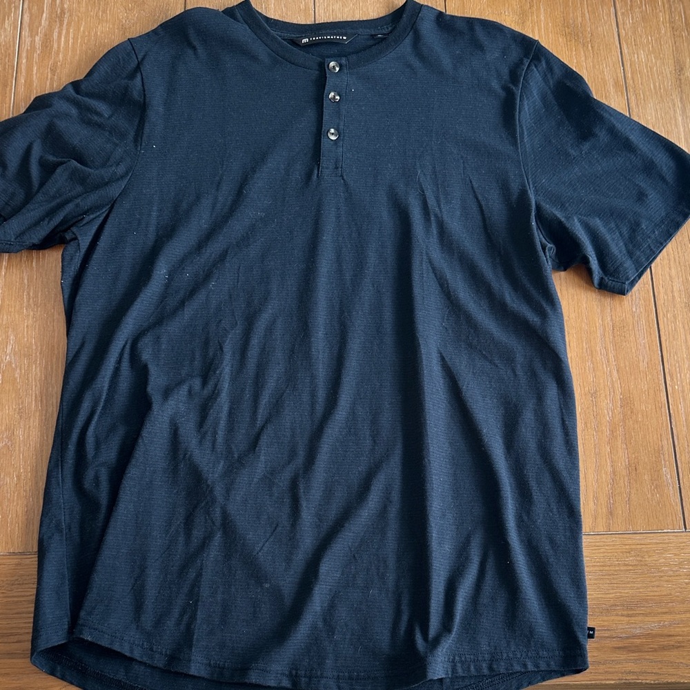 Travis Mathew Black Short Sleeve Henley Tee